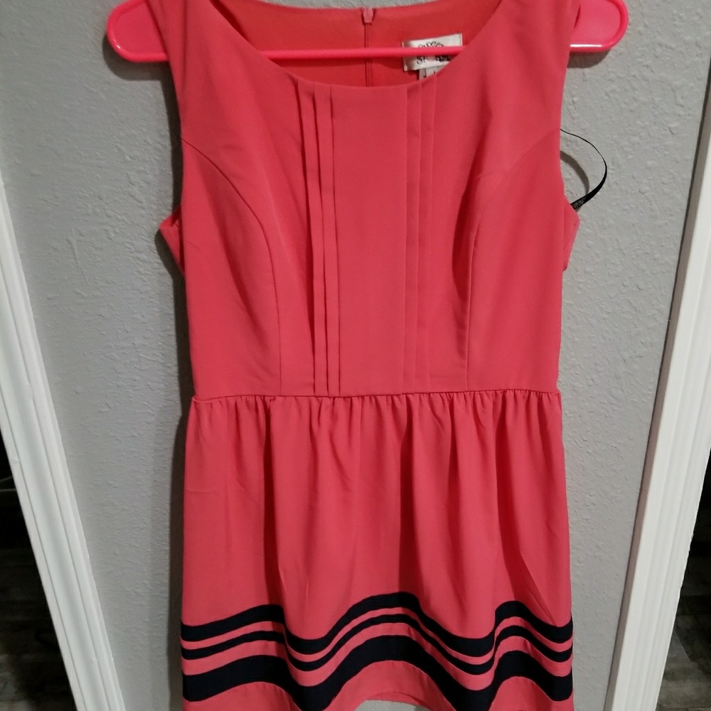 Casual Coral with blue stripes dress